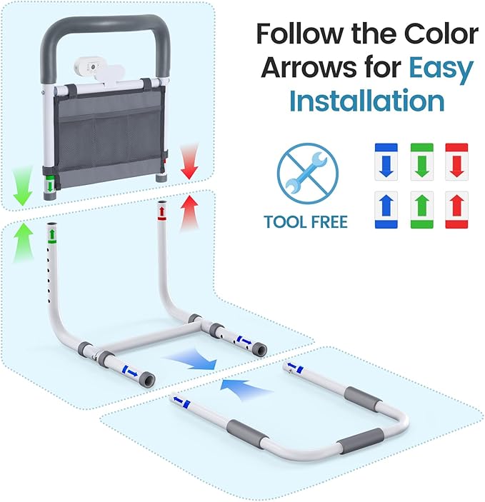 ADERI Adjustable Bed Rails for Elderly Adults Safety