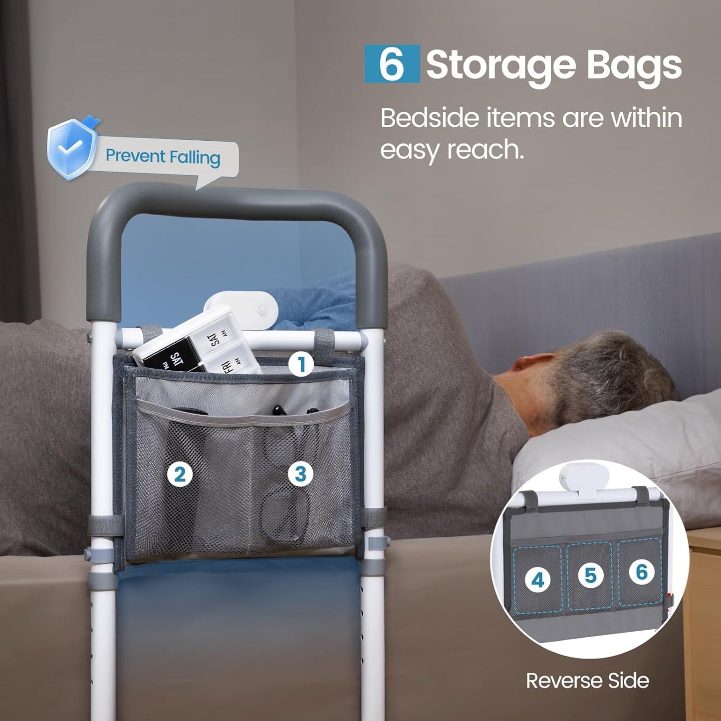 ADERI Adjustable Bed Rails for Elderly Adults Safety