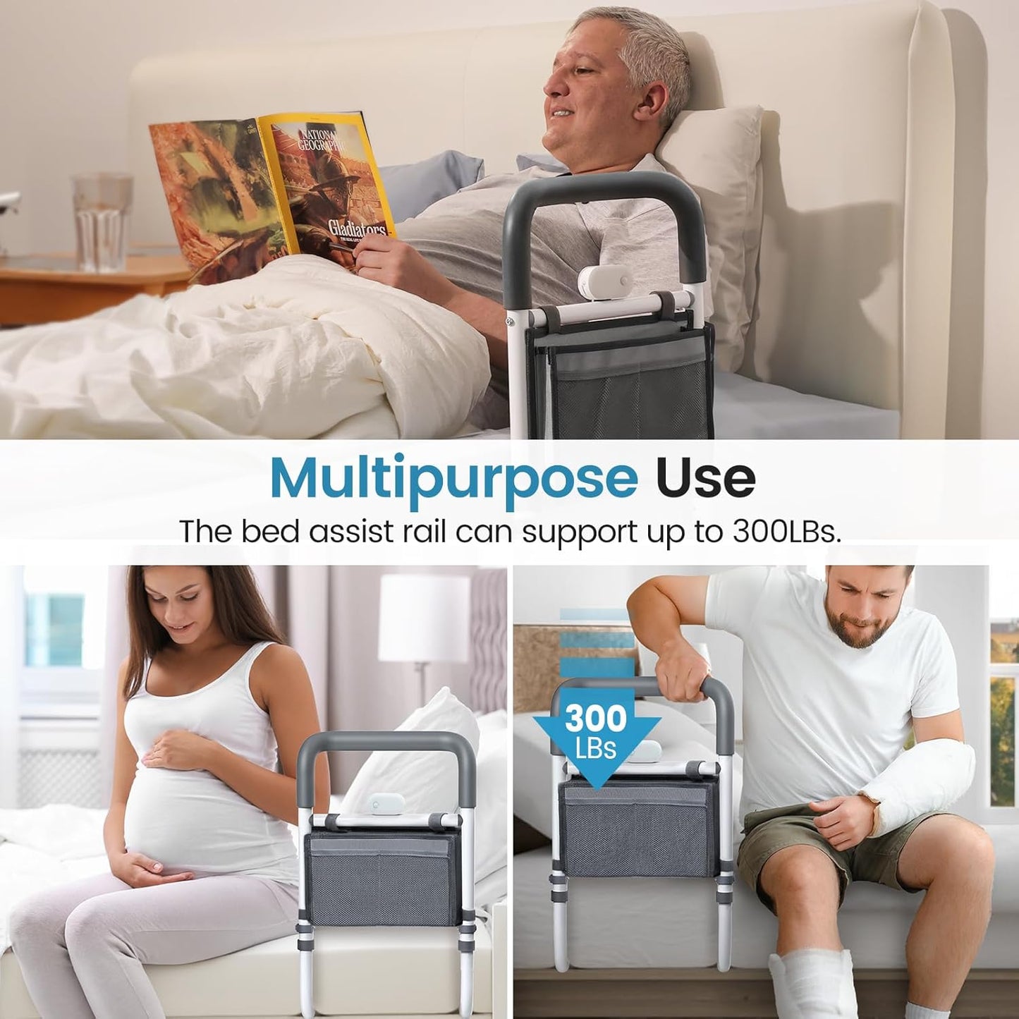 ADERI Adjustable Bed Rails for Elderly Adults Safety